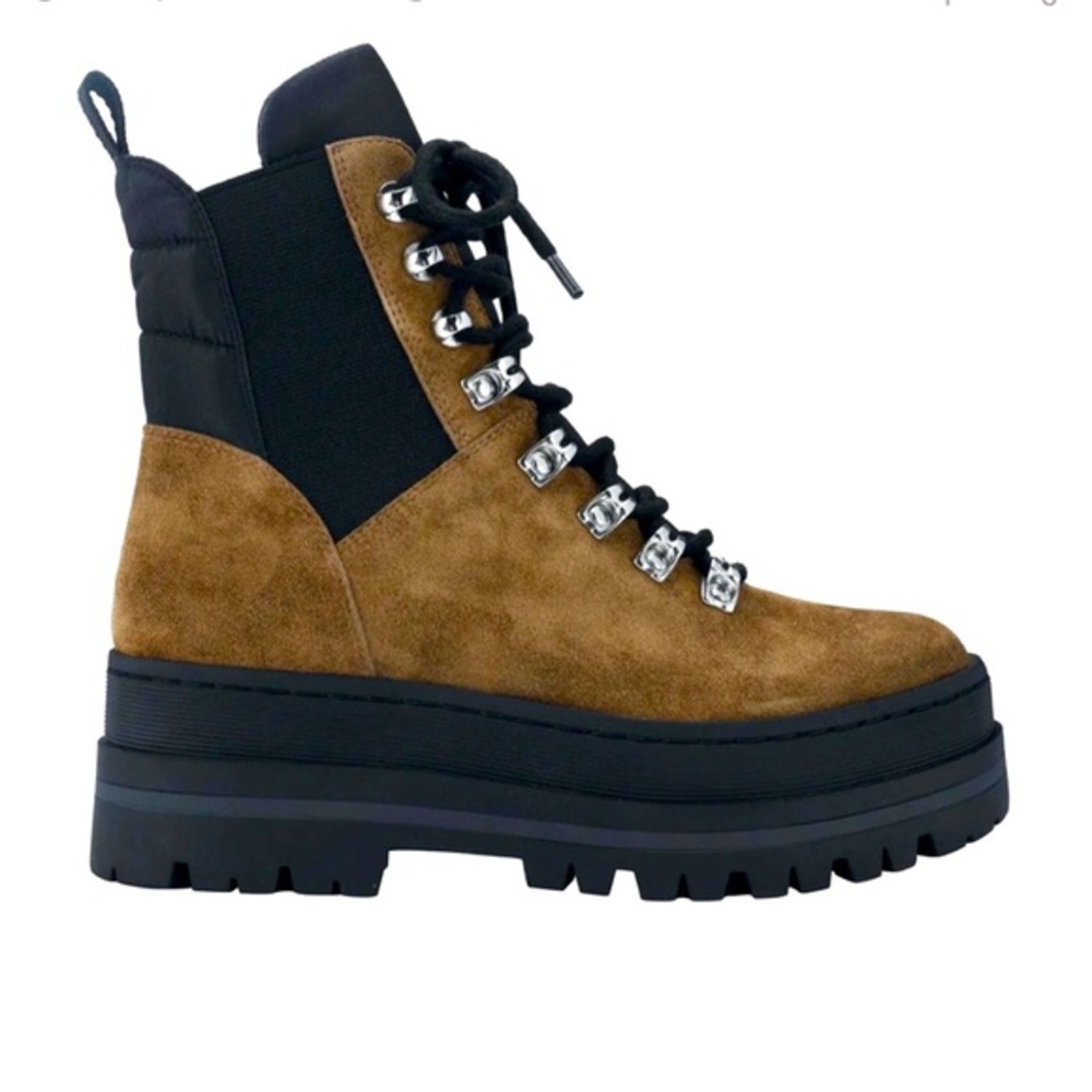 Mark Fisher Brown Lace Up Suede Platform Lug Sole Ankle combat Moto boots